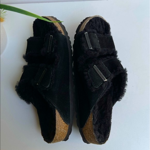 - BIRKENSTOCK Arizona shearling fur black EU 36 US 6 - - Picture 7 of 16